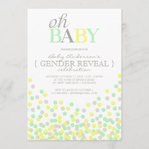 Oh Baby Confetti Gender Reveal Party   Gelbes Aqua Einladung