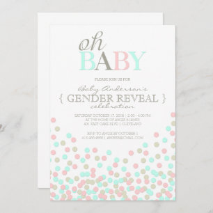 Oh Baby Confetti Gender Reveal Party   Rosa Blau Einladung