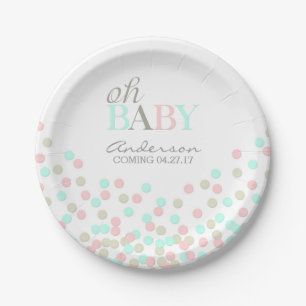 Oh Baby Confetti Gender Reveal Party Rosa Blau Pappteller
