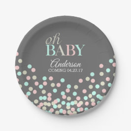Oh Baby Confetti Gender Reveal Party | Rosa Blau Pappteller