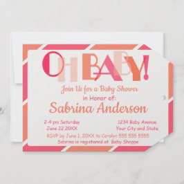 Oh Baby Coral Modern Typografy Baby Shower Einladung