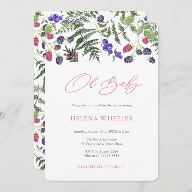 Oh Baby Countryside Walk Picnic Girl Babydusche Einladung (Vorne/Hinten)