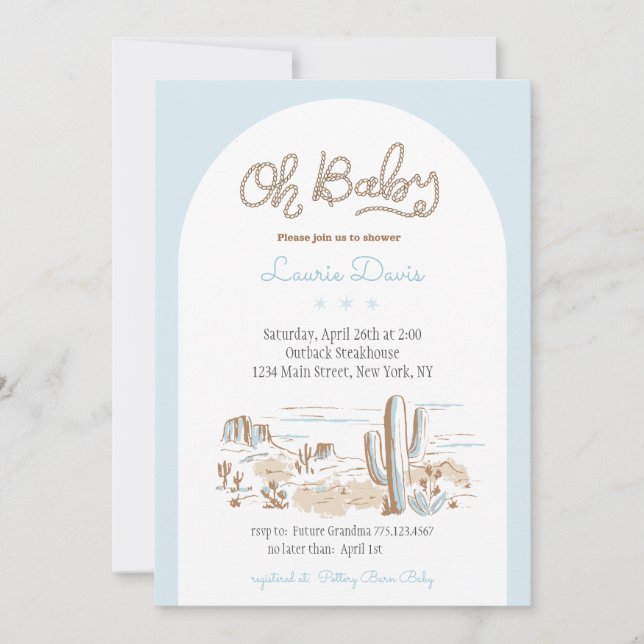 Oh Baby Cowboy Shower Invitation Einladung (Vorderseite)