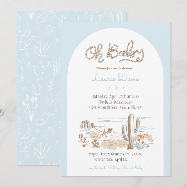 Oh Baby Cowboy Shower Invitation Einladung (Vorne/Hinten)