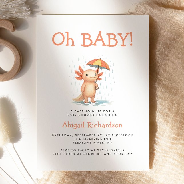 Oh Baby Cute Axolotl Baby Shower Einladung (Von Creator hochgeladen)