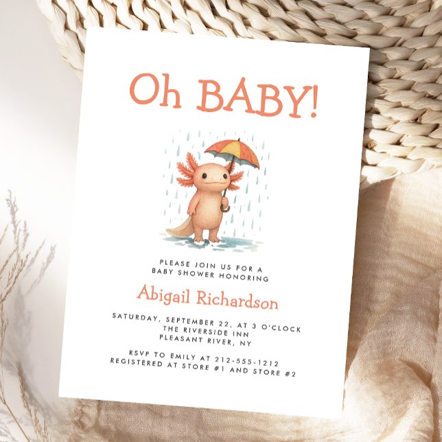 Oh Baby Cute Axolotl Baby Shower Invitation Postkarte (Von Creator hochgeladen)