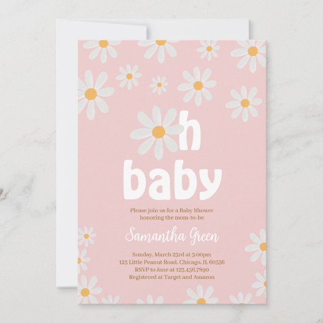 Oh Baby Daisy Baby Shower Einladung (Vorderseite)