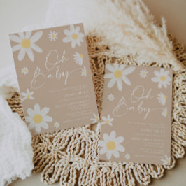 Oh Baby Daisy Beige Babydusche Einladung