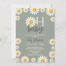 Oh Baby Daisy Neutral Baby Shower Foto QR Code
