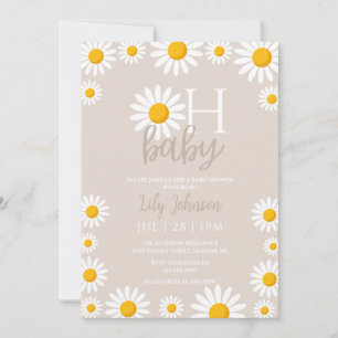 Oh Baby Daisy Neutrale Babyparty-Foto-QR-Code Einladung