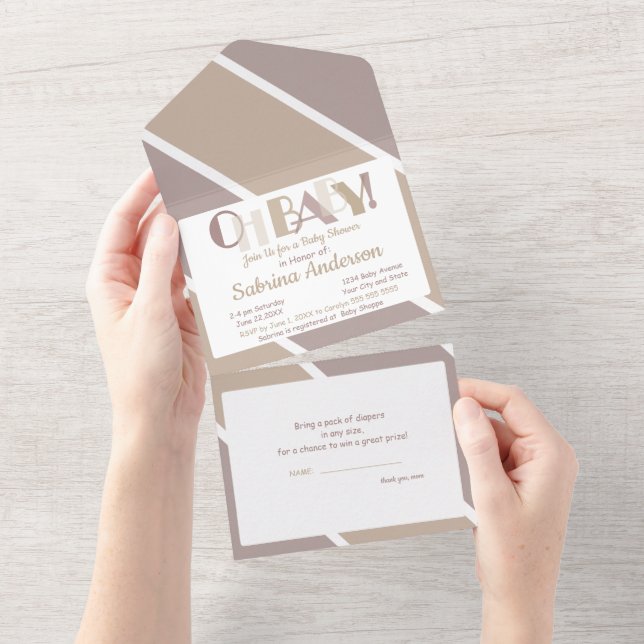 Oh Baby Dancing Letters Typografy Baby Show All In One Einladung (Abreißen)