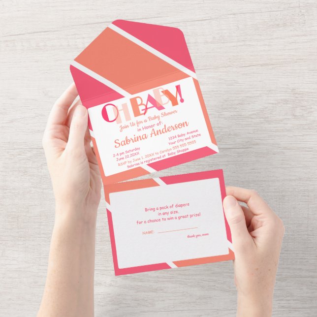 Oh Baby Dancing Letters Typografy Baby Show All In One Einladung (Abreißen)