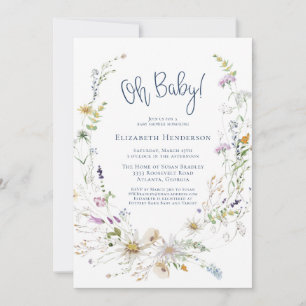 Oh Baby Delicate Watercolor Wildblume Babydusche Einladung