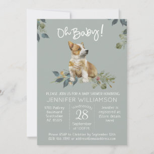 Oh, Baby! Dog Baby Shower Corgi Welpeneinladung Einladung