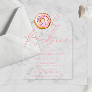 Oh Baby Donut Sprinkle Zwillingsmädchen-Baby-Party Acryleinladungen