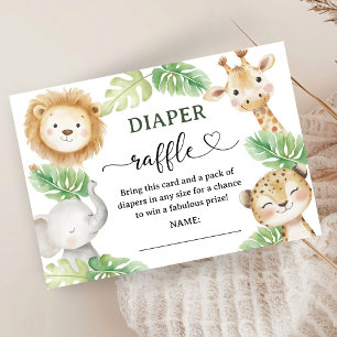 Oh Baby Dschungel-Baby-Party-Safari-Windel-Raffle Begleitkarte