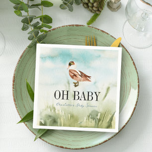 Oh Baby Duck/Mallard Watercolor Boy Babydusche Serviette