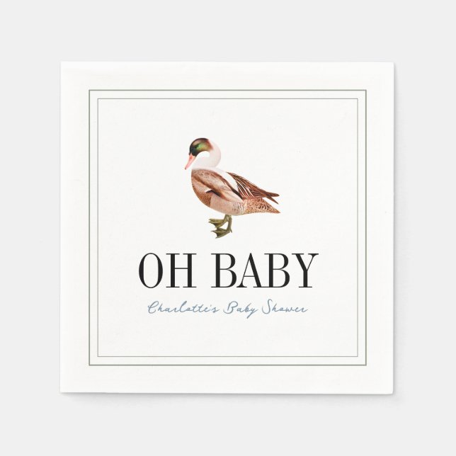 Oh Baby Duck/Mallard White Boy Baby Dusche Serviette (Vorderseite)