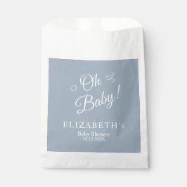 "Oh Baby" Dusty Blue Modern Minimalistisch Baby Sh Geschenktütchen