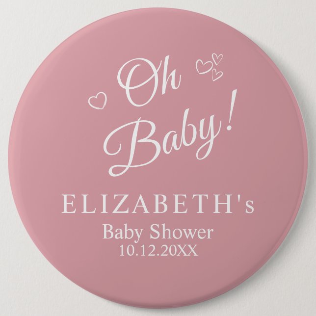 "Oh Baby" Dusty Pink Moderne Minimalistische Babyd Button (Vorderseite)