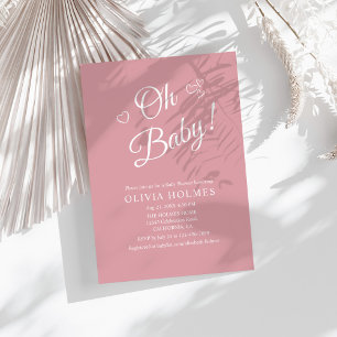 "Oh Baby" Dusty Pink Moderne Minimalistische Babyd Einladung
