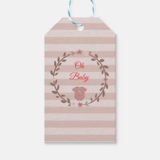 Oh Baby Dusty Rose Blush Rosa Streifen Mädchen Dus Geschenkanhänger