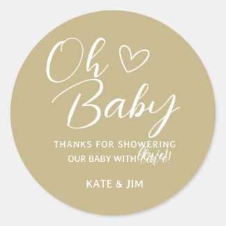 Oh Baby Earth Tone Baby Dusche Danke Runder Aufkleber