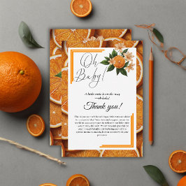 Oh Baby eine kleine Süsse Orange Citrus Baby Dusch Dankeskarte