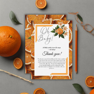 Oh Baby eine kleine Süsse Orange Citrus Baby Dusch Dankeskarte