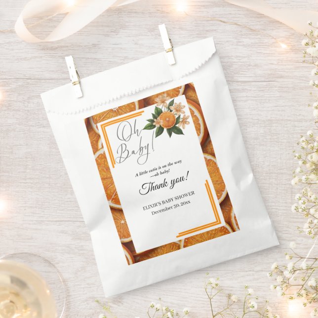 Oh Baby eine kleine Süsse Orange Citrus Baby Dusch Geschenktütchen (Ausgeschnitten)