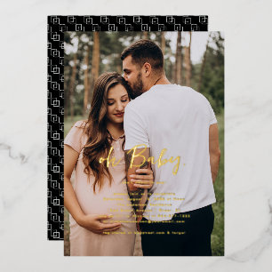 Oh Baby Einfache Foto-Baby-Party Folieneinladung