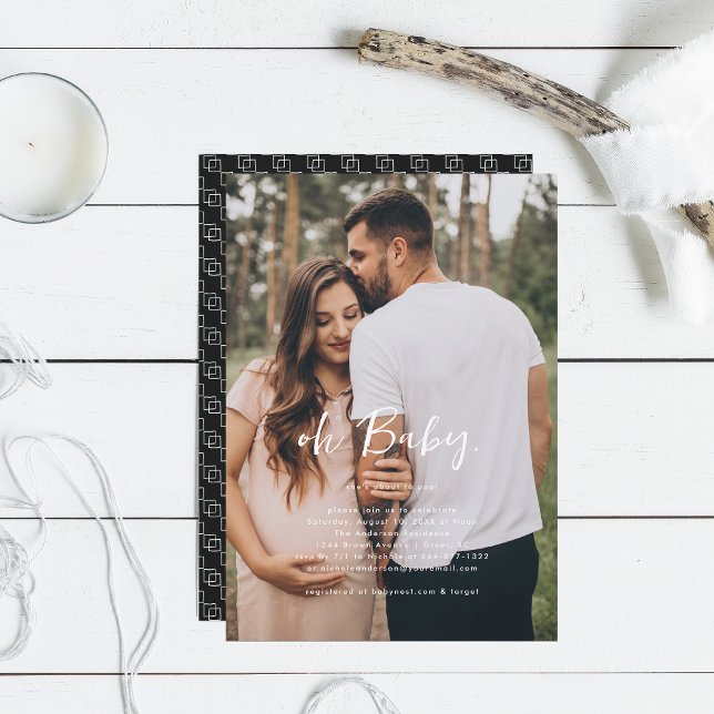 Oh Baby | Einfache Foto Babydusche Einladung (Von Creator hochgeladen)