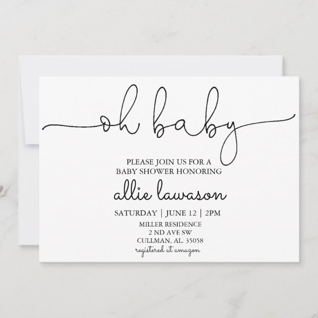 Oh Baby | Einladung der Babydusche (Vorderseite)