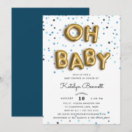 Oh Baby | Einladung für Navy & Gold Baby-Dusche