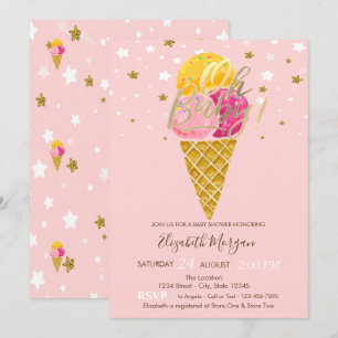 Oh Baby Eiscreme Stars Babyparty  Einladung