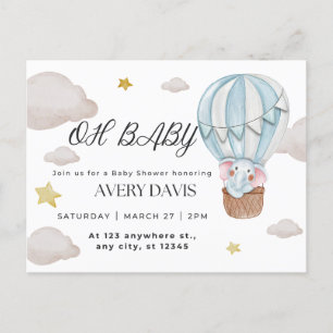 Oh Baby, Elefant, blau Postkarte