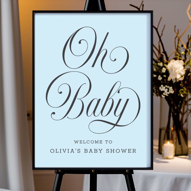 Oh Baby Elegant Blue Boy Baby Shower Welcome Sign Poster (Von Creator hochgeladen)