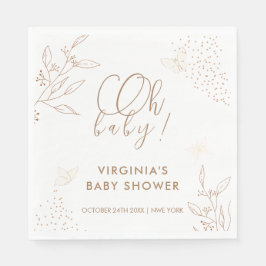 Oh Baby Elegant Gold Blätter Butterfly Baby Shower Serviette