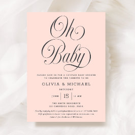 Oh Baby Elegant Script Blush Pink Girl Baby Shower Einladung