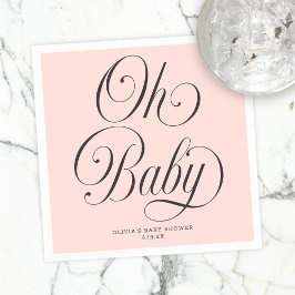 Oh Baby Elegant Script Blush Pink Girl Baby Shower Serviette
