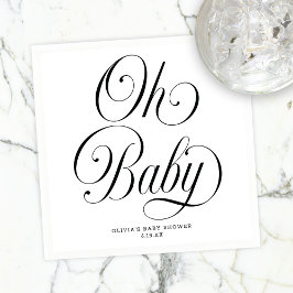 Oh Baby Elegant Script Gender Neutral Baby Shower Serviette
