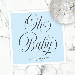 Oh Baby Elegant Script Hellblauer Jungen-Baby-Part Serviette