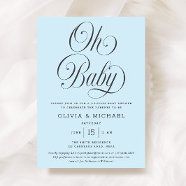 Oh Baby Elegant Script Light Blue Boy Baby Shower Einladung