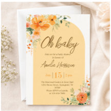 Oh Baby! Elegante Baby-Shower-Einladung mit Blumen
