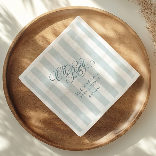 Oh Baby Elegante Script & Stripes Baby Dusche Serviette (Von Creator hochgeladen)