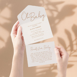 Oh Baby Erdige Minimal Baby Shower All In One Einladung