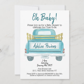 Oh Baby Es ist ein Baby-Dusche-Einladungs-LKW Einladung