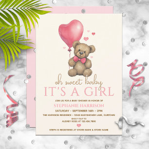Oh Baby Es ist eine Girl Teddy Bear Baby Dusche Einladung