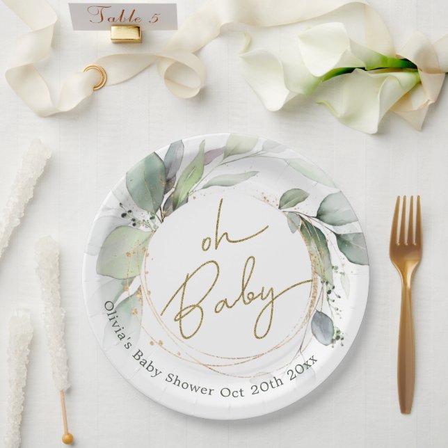 Oh Baby Eucalyptus Baby Duschpapier Teller (Hochzeit)
