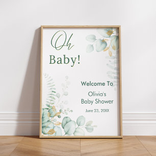 Oh Baby Eukalyptus Grünzeug Babyparty Willkommen Poster